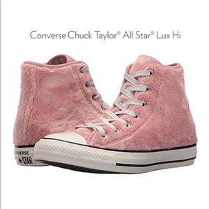 Converse All Star high top pink faux fur